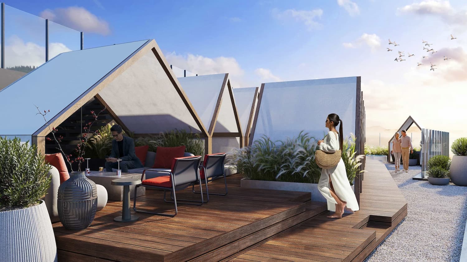 Private VIP bungalow terraces at Mountain Hospitality Complex