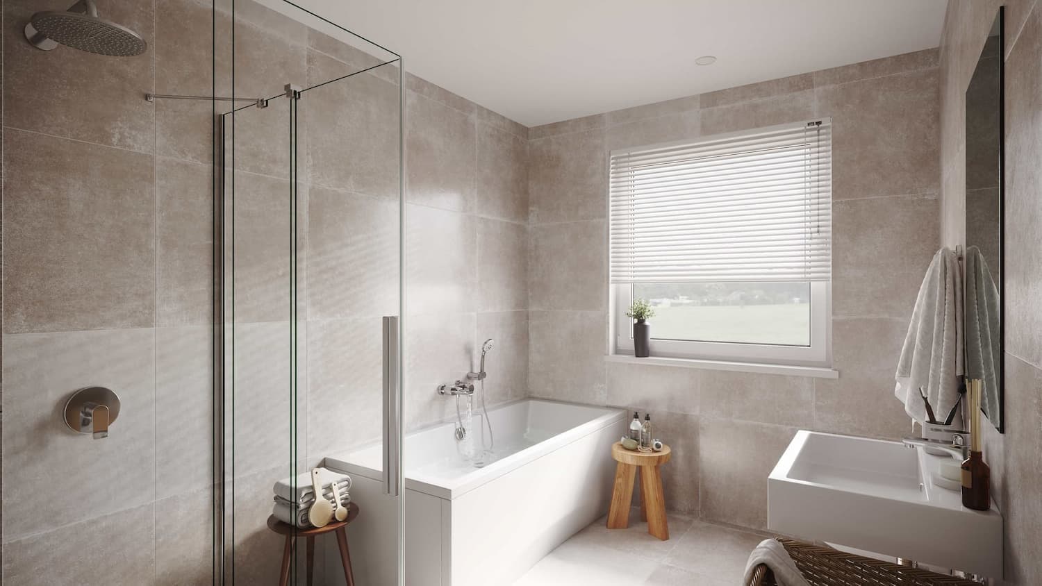 Interior Visualization of a Light Residential Bathroom
